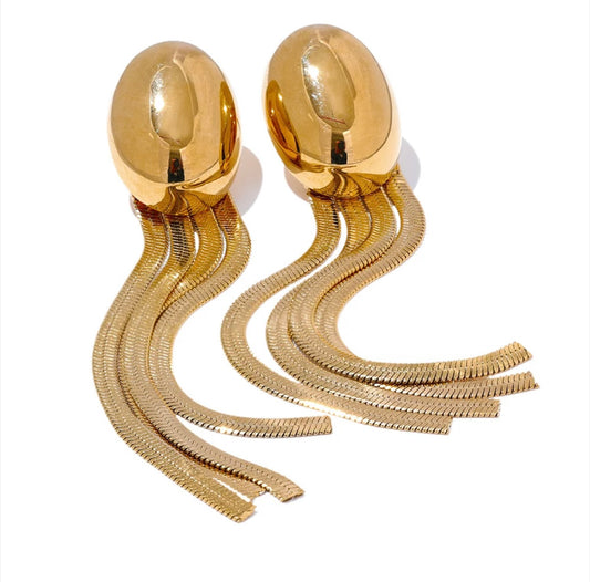 Oval Tassels Earrings