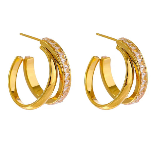 Diamond Double Hoop